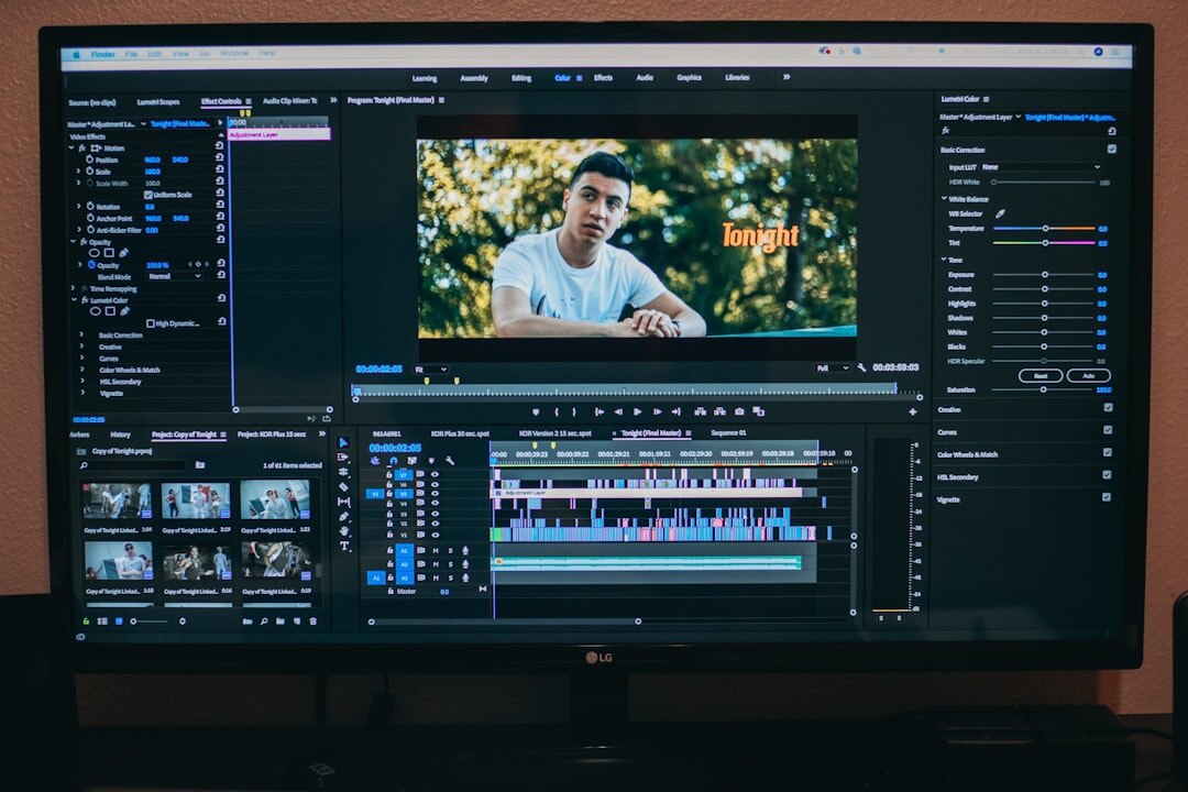 video editing timeline on screen