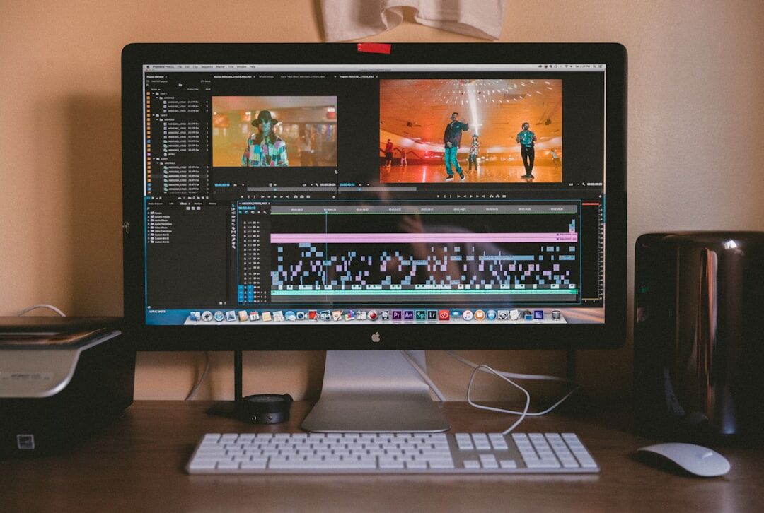 video editor at computer